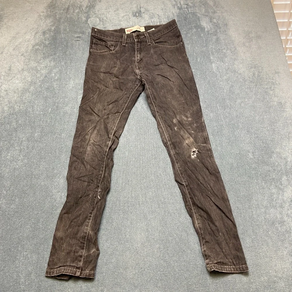 VTG Levi's 510 Jeans Boys 16 Reg 28x28 Black Denim Cotton Stretch Super Skinny